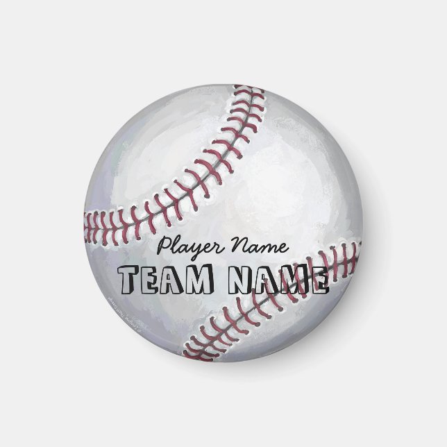 Baseball with Name and Number Magnet (Front)