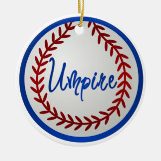 Baseball With Red Stitches and Umpire Ceramic Ornament
