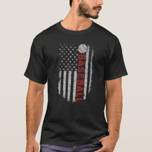 Baseball With US American Flag For Patriotic Baseb T-Shirt