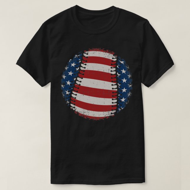 Baseball with US american flag for patriotic baseb T-Shirt (Design Front)