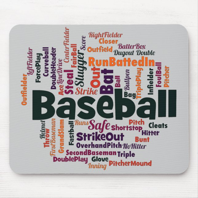 Baseball Word Cloud Mouse Pad (Front)