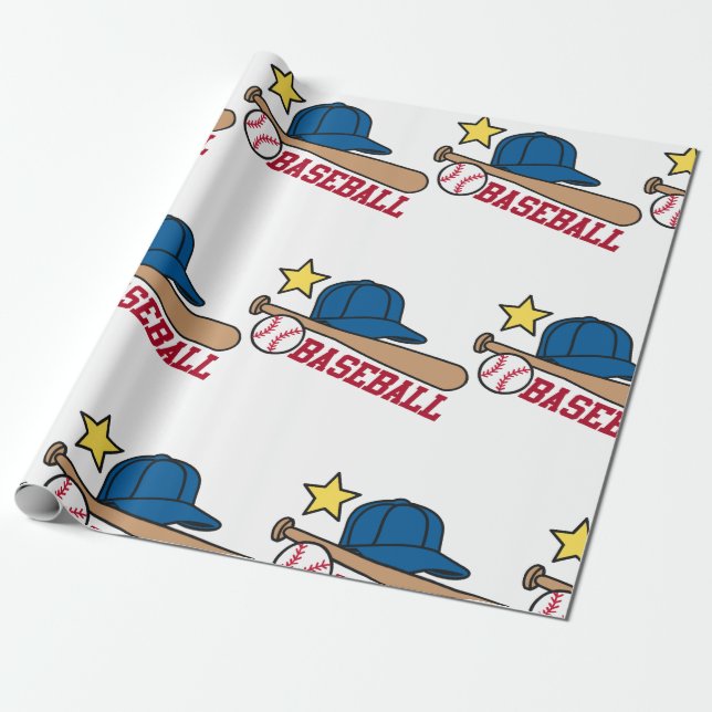 Baseball Wrapping Paper (Unrolled)