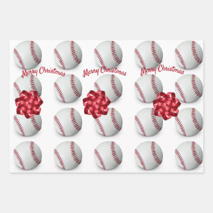 Baseball Wrapping Paper Flat Sheet Set of 3