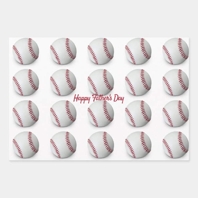 Baseball Wrapping Paper Flat Sheet Set of 3 (Front)