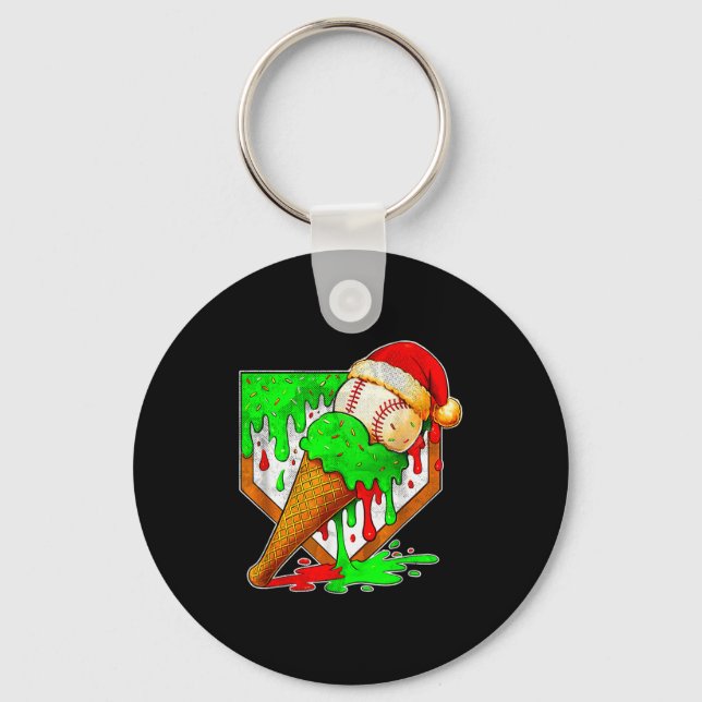 Baseball Xmas Christmas Baseball Ice Cream Drip Bo Key Ring (Front)