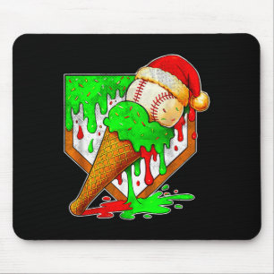 Baseball Xmas Christmas Baseball Ice Cream Drip Bo Mouse Pad