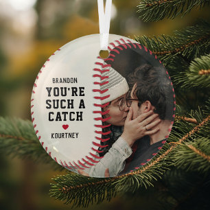 Baseball You’re Such a Catch Photo Glass Tree Decoration