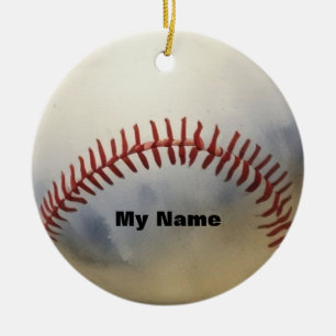 Baseball Your Name Ceramic Ornament