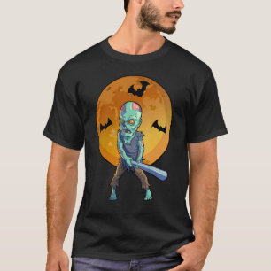 Baseball Zombie Halloween Men Boys Baseball Hallow T-Shirt