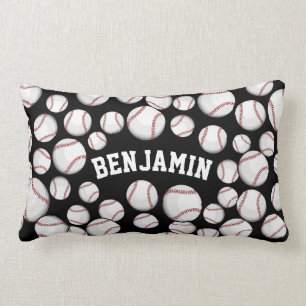 Baseballs By the Boatload Custom Black Lumbar Cushion