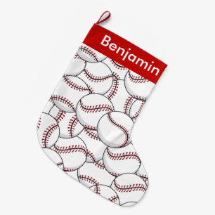 Baseballs Design Large Christmas Stocking