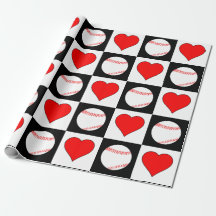 Baseballs & Hearts Pattern Baseball Player Sports