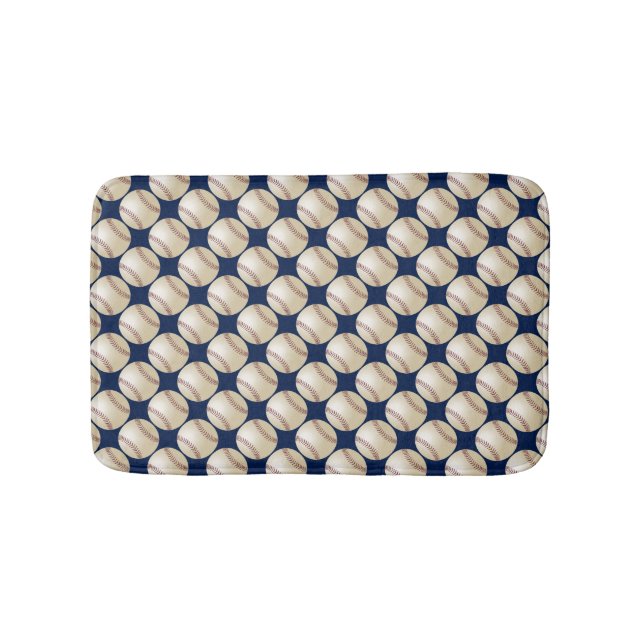 Baseballs on Diagonal Choose Your Colour Bath Mat (Front)