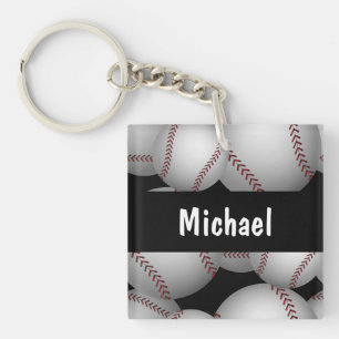 Baseballs Pattern Key Ring