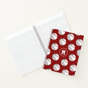 baseballs pattern monogrammed notebook