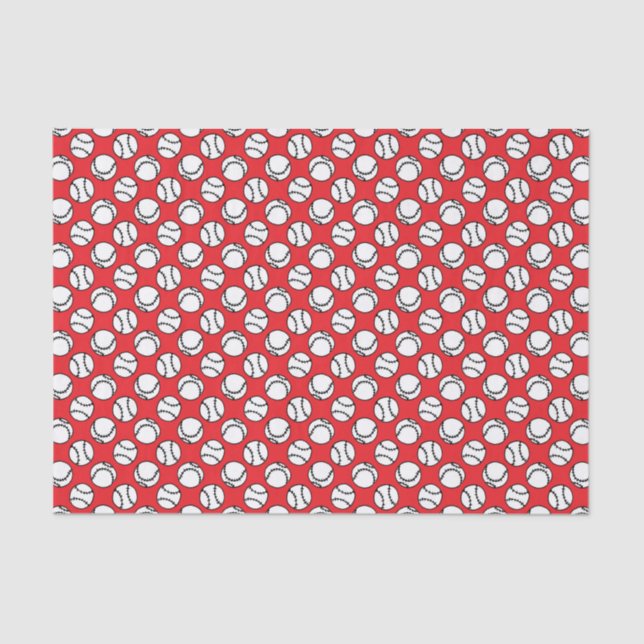 Baseballs Pattern on Red Tissue Paper (Front)