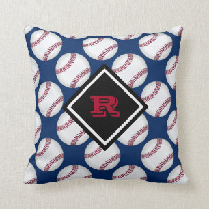 Baseballs Sport Pattern Name Red White Blue Cushion