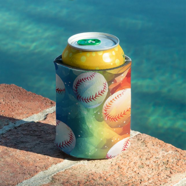 Baseballs with Multicolored Background Can Cooler (In Situ Pool)