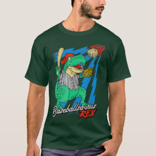 Baseballsaurus T-Rex Dinosaur Playing Baseball T-Shirt