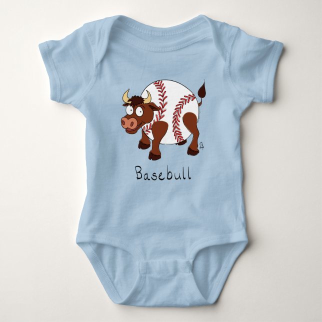 Basebull Baseball Bull Kid's Baby Bodysuit T-Shirt (Front)