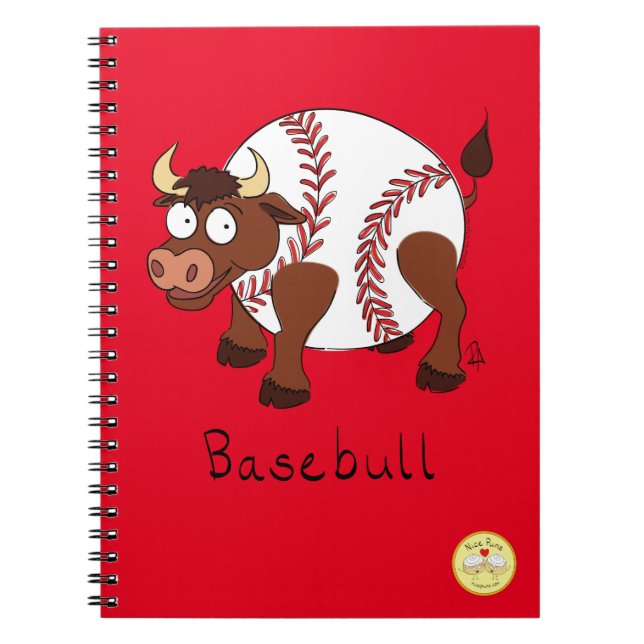 Basebull Funny Baseball Bull Notebook (Front)