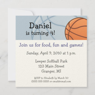 Baseketball Birthday Party Invitations 5.25 in
