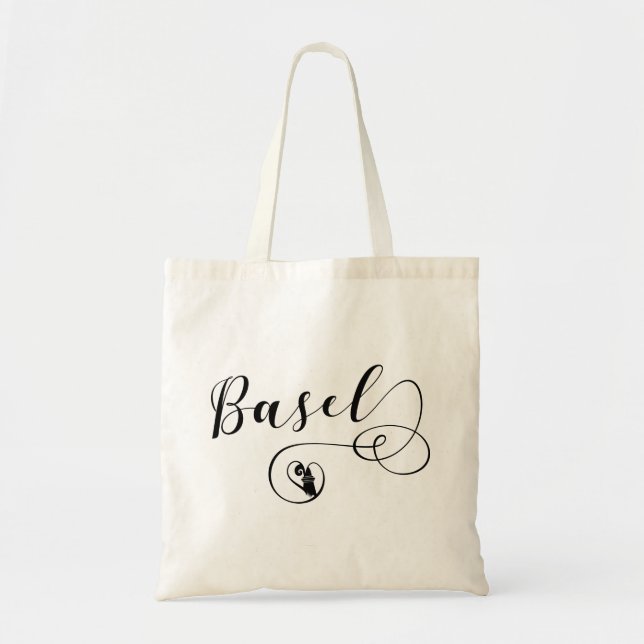 Basel Flag Heart, Switzerland, Basle Tote Bag (Front)