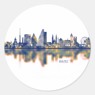 Basel Skyline Classic Round Sticker