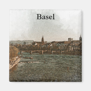 Basel , Switzerland Europe City Panorama  View Magnet
