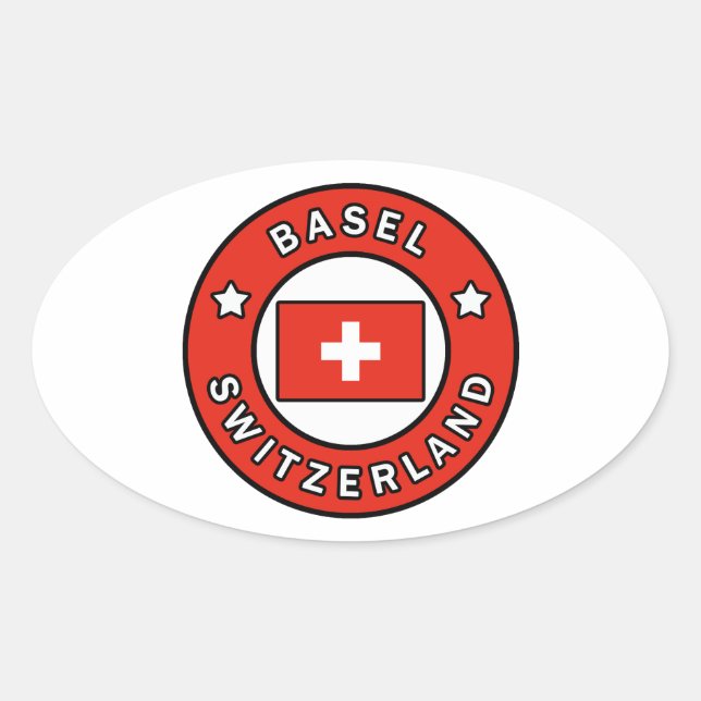 Basel Switzerland Oval Sticker (Front)