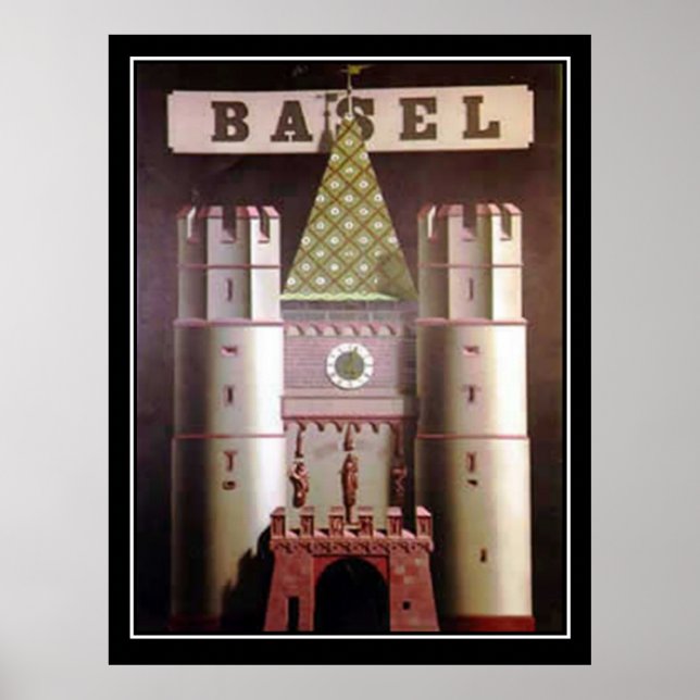 Basel Switzerland Vintage Travel Poster (Front)
