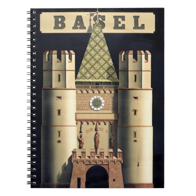 Basel vintage travel poster Restored Notebook (Front)