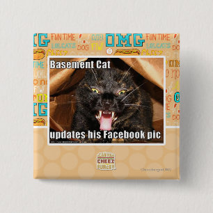 Basement Cat 15 Cm Square Badge