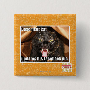 Basement Cat 15 Cm Square Badge