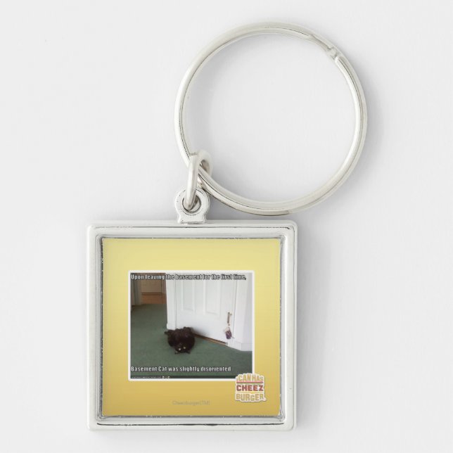 Basement Cat, slightly disoriented Key Ring (Front)
