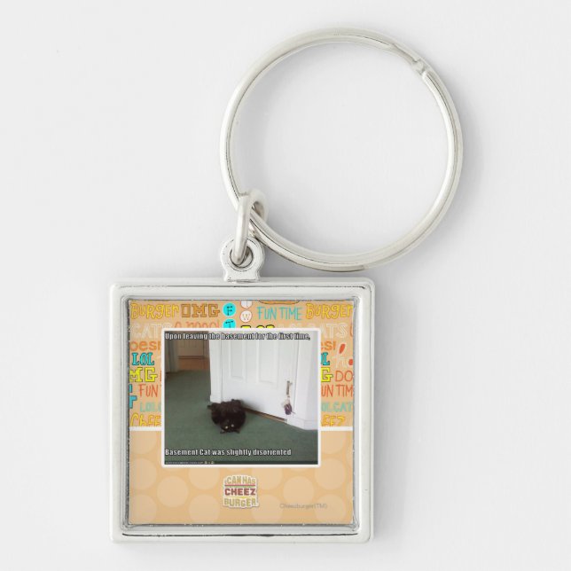 Basement Cat, slightly disoriented Key Ring (Front)