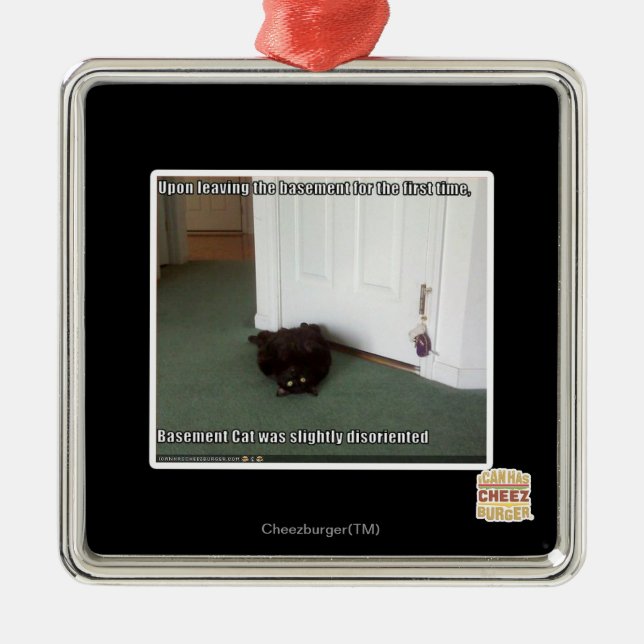 Basement Cat, slightly disoriented Metal Tree Decoration (Front)