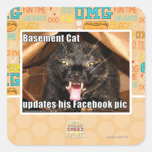 Basement Cat Square Sticker