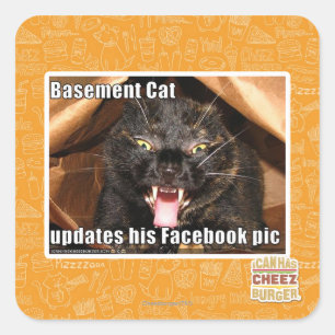 Basement Cat Square Sticker