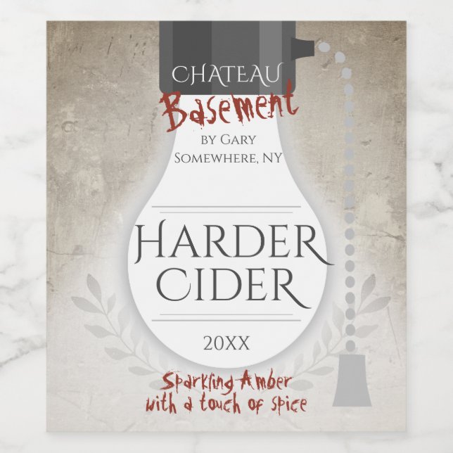 Basement homemade wine beer cider personalised label (Single Label)