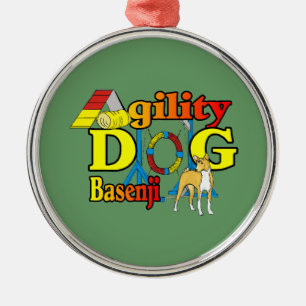 Basenji Agility Dog Metal Tree Decoration