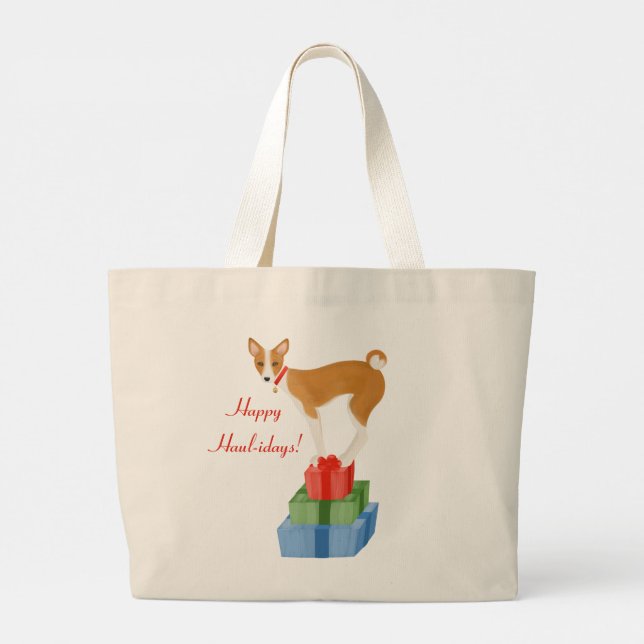 Basenji and Presents Tote Bag (Back)