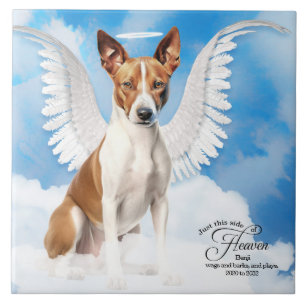 Basenji Angel Dog Personalised Pet Memorial Ceramic Tile