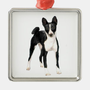 Basenji (B) - black and white Metal Ornament