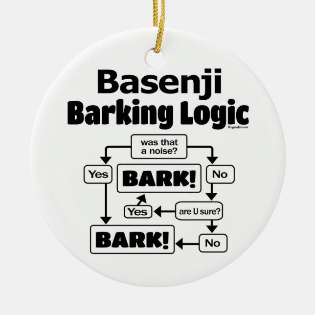 Basenji Barking Logic Ceramic Ornament (Front)