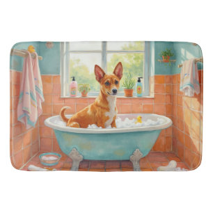 Basenji Bath Time Playful Bathroom Decor Mat
