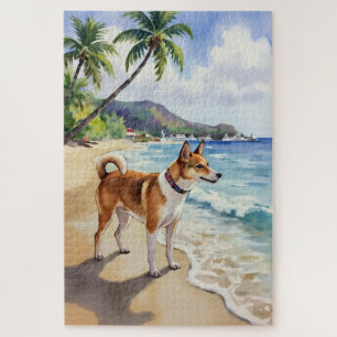Basenji Beach Curiosity Scene Jigsaw Puzzle
