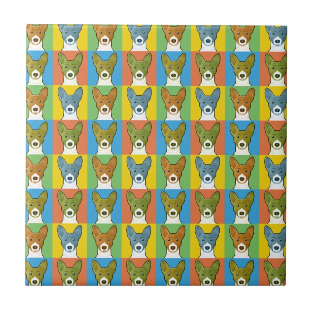 Basenji Cartoon Pop-Art Tile (Front)