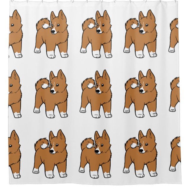 basenji cartoon shower curtain (Front)