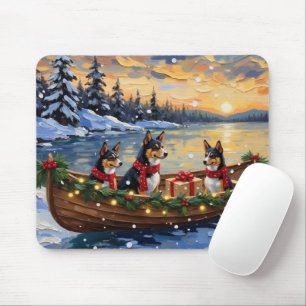Basenji Christmas Boat Holiday Mouse Pad